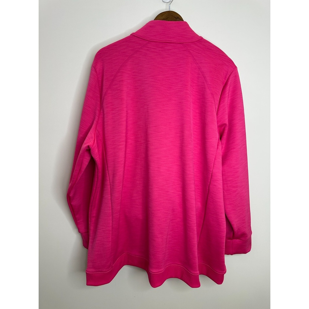 T by Talbots Pink Scuba Full Zip Jacket Mock Neck Plus Size 3X Stretch Pockets - Picture 10 of 12